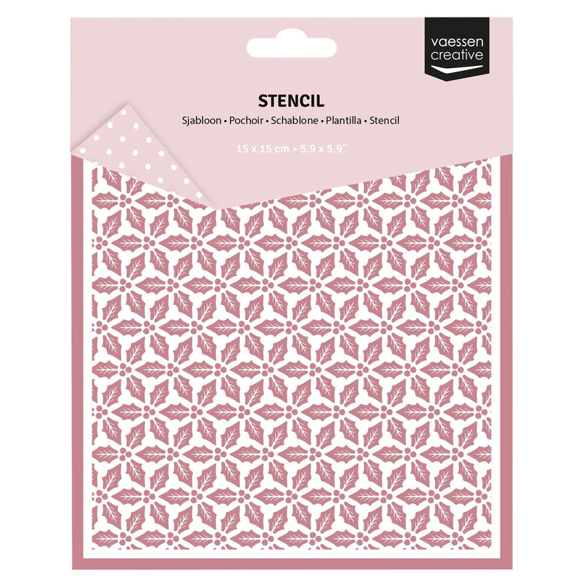 Vaessen Creative • Stencil Holly Leaves 15x15cm