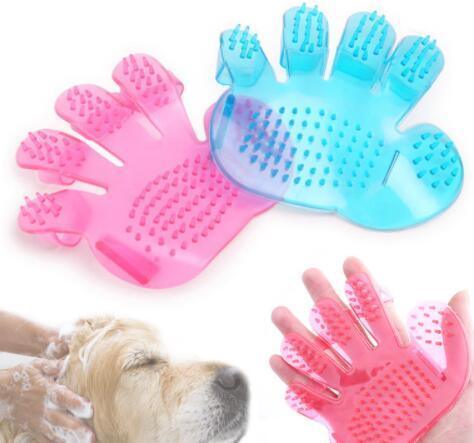 Silicone Pet Bath Grooming Glove – Dog & Cat Massage Brush (Pink & Blue)