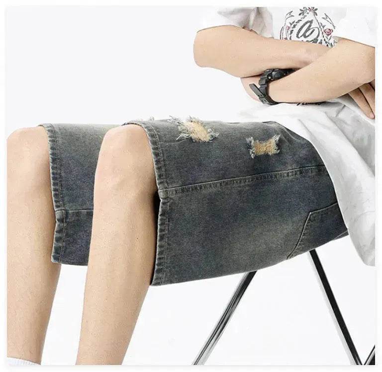 American Washed Make Old Ripped Denim Shorts Men Street Hip pop Fashion mens jean shorts