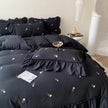 Embroidered Wide Edge Floral Washed Cotton Four-piece Duvet Cover Bedding Set