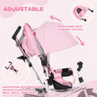 Qaba Convertible 4-in-1 Toddler Tricycle with Parent Handle for Kids 1-5 Years Outdoor Play Pink