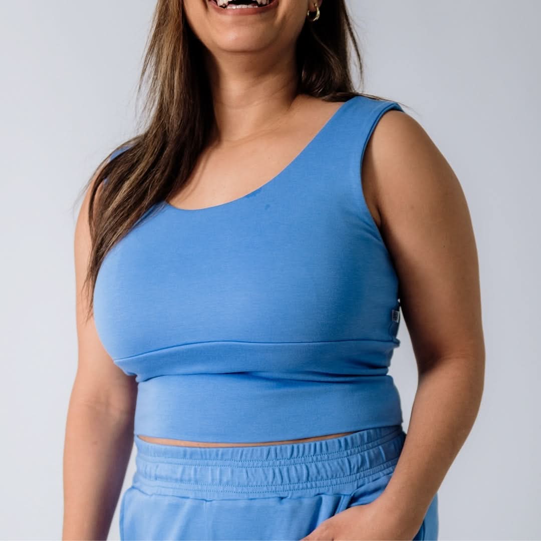 Ladies Bamboo Longline Bralette-Style Tank | Tidal Blue