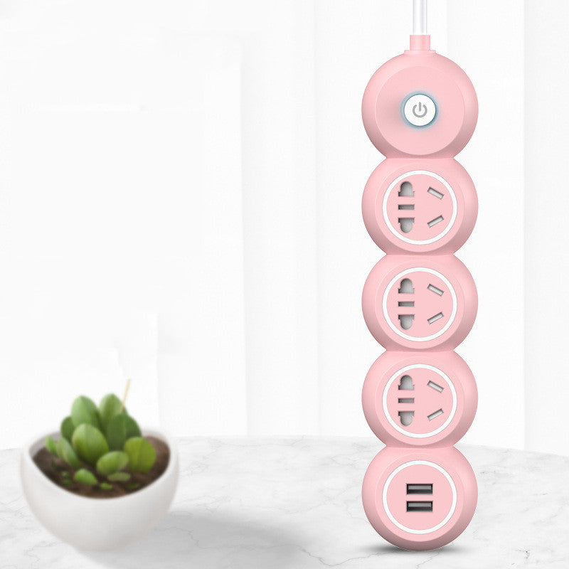 USB Power Strip Extension Cord, 3 or 4 Outlets, 1.8m or 2.8m, White and Pink