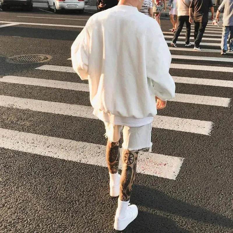 Autumn Winter  street fashion Plain Crew neck Sweatsuit for men