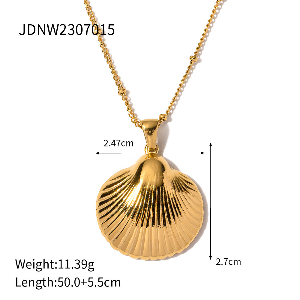 Stainless Steel Shell & Starfish Beach Necklace – Electroplated Clavicle Chain for Women (14 Styles)