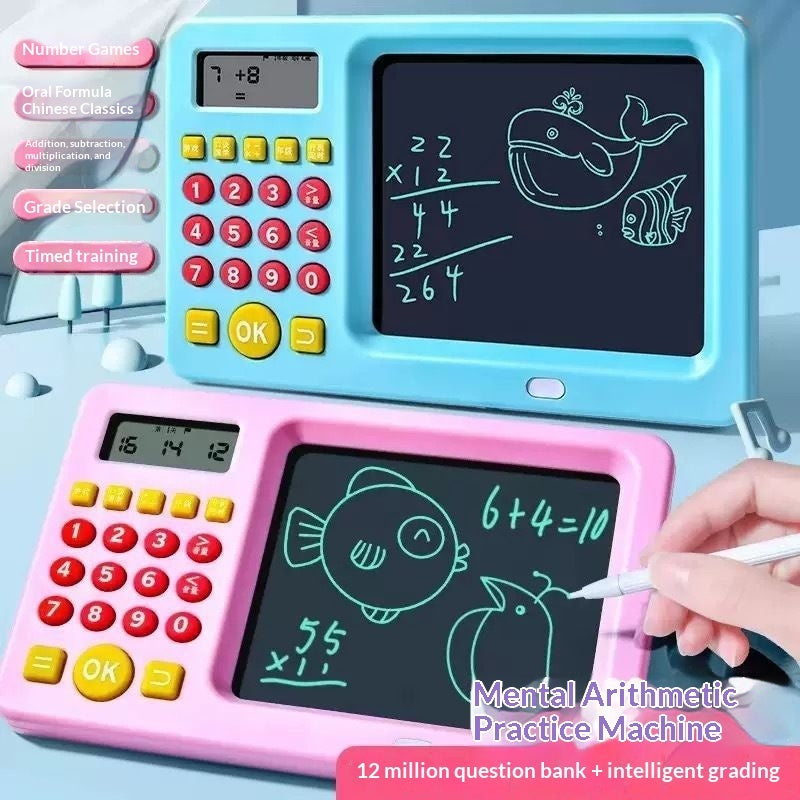 Kids Oral Math Calculator Toy – Addition, Subtraction, Multiplication & Division Training Machine (Blue, Pink, Yellow)