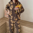 Polar Bear Fleece Winter Home Lounge wear Pajamas Set Women