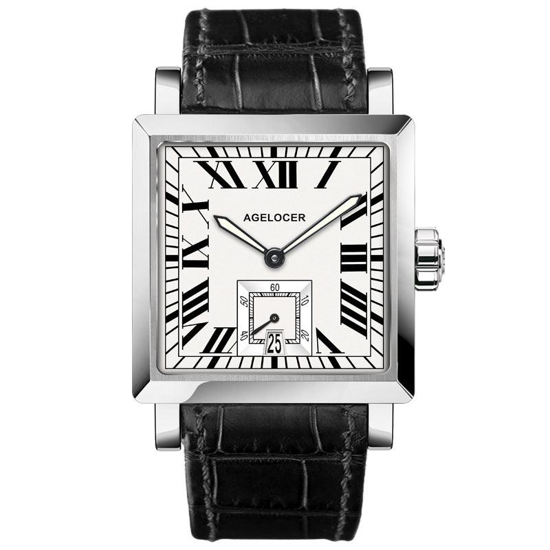 Men's Leather Watch Automatic Mechanical Waterproof Dress Watch