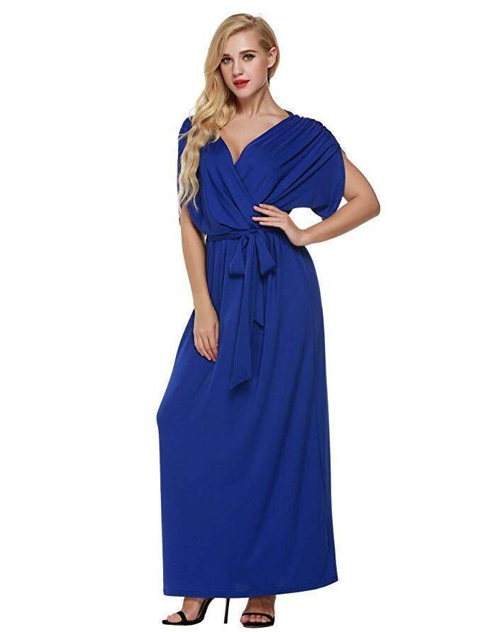 4XL Big Size Dress Elegant Women Long wrap Dresses Summer Dresses