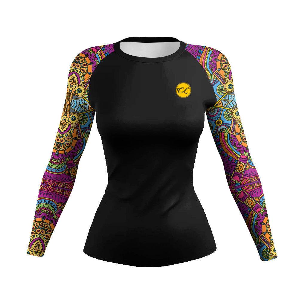Printed Slim Fit Long Sleeve Workout Tops for Women