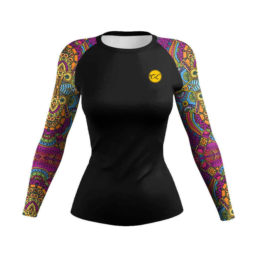 Printed Slim Fit Long Sleeve Workout Tops for Women