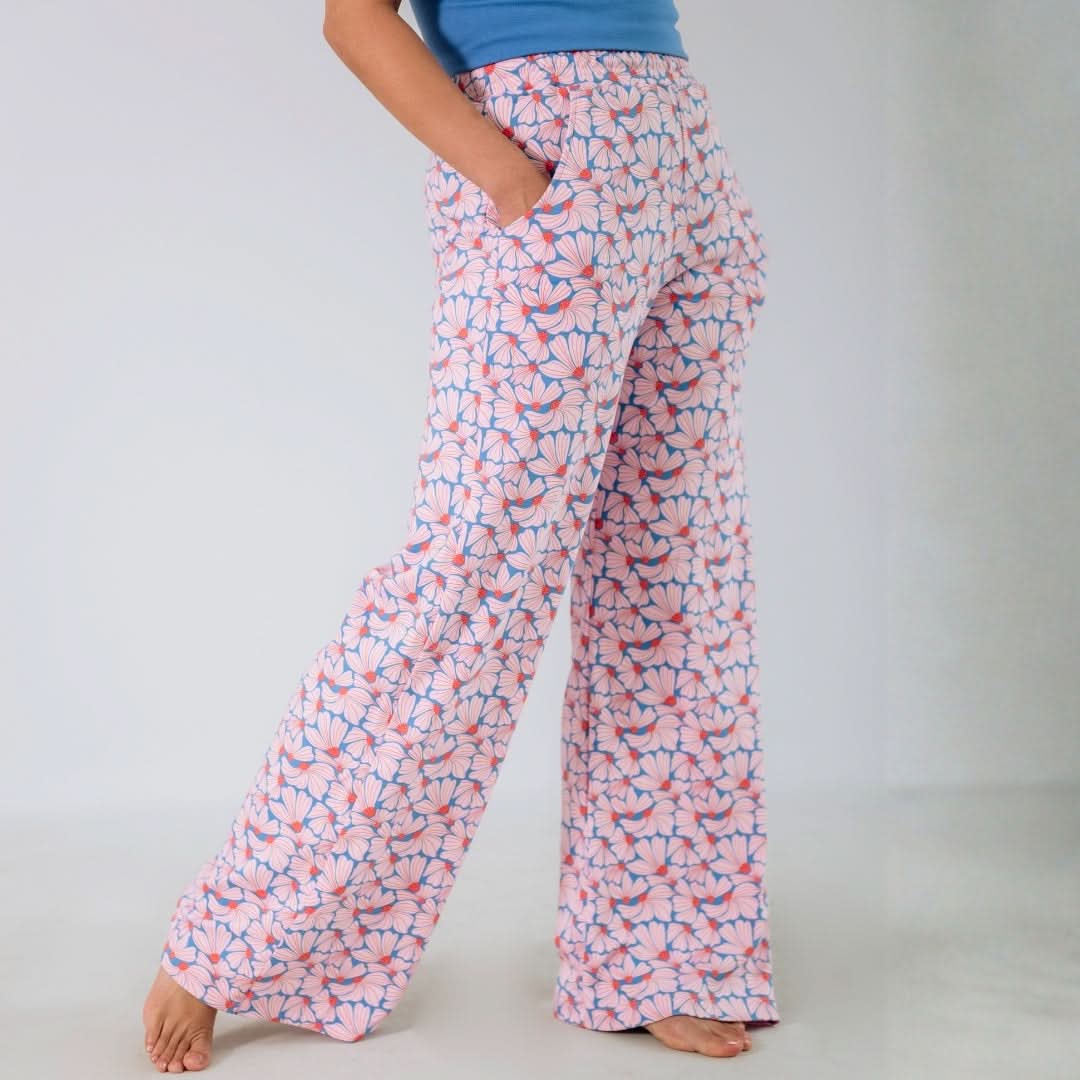 Ladies Bamboo Wide Leg Pants | Tidal Blue