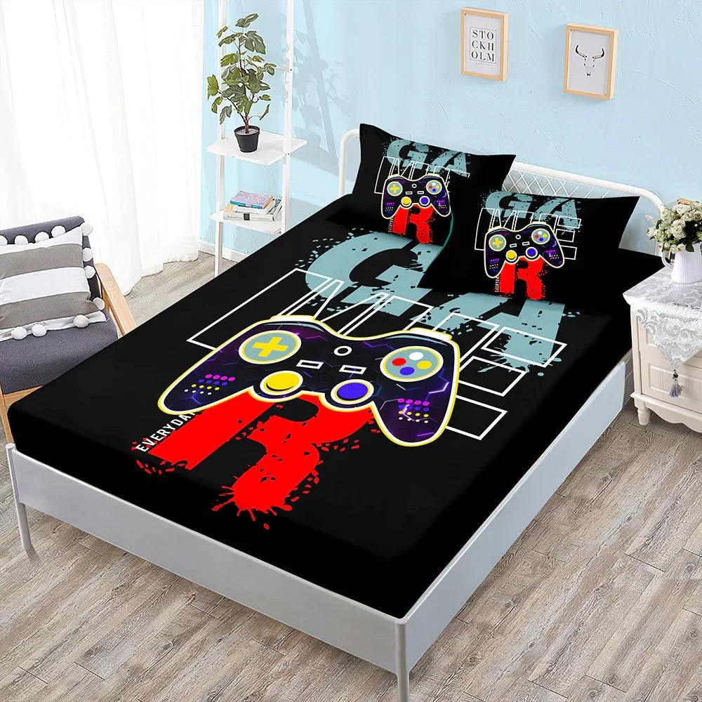 Fitted Sheet Duvet Cover Three-piece Gamepad Cool Mattress Cover