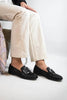 Women's Square Button Slip-On Flat Loafers for Banquet and Everyday Wear