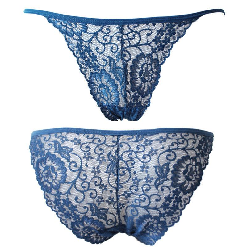 Women's Lace Jacquard Low-Waist Briefs Traceless Hip-Lifting Hollow Floral