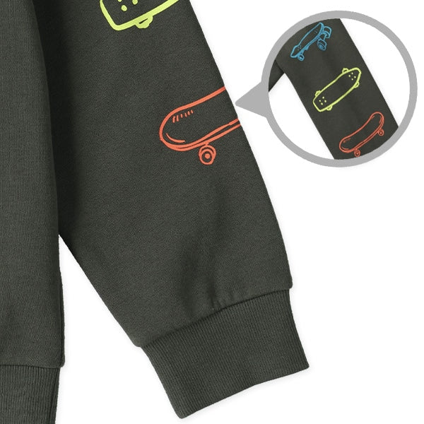 西松屋 ELFINDOLL 裏起毛スケボー柄・釣り柄バックプリントトレーナー 正規品