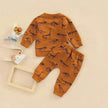 Infant Toddler Bone Dragon Floral Print Long Sleeve Pullover Trousers Two-piece Set In Stock Wholesale