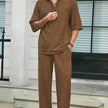 Men's Casual summer 2 piece Pant sets Short sleeved Top and Straight leg pant