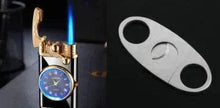 New Lighter With Electric Watch Rocker Arm Automatic Ignition Straight Blue Flame Lighter Creative Real Dial Inflatable Windproof Cigar Lighter Men's Watch Gift