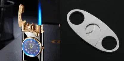New Lighter With Electric Watch Rocker Arm Automatic Ignition Straight Blue Flame Lighter Creative Real Dial Inflatable Windproof Cigar Lighter Men's Watch Gift
