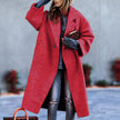 Autumn And Winter Long Woolen Color Temperament Commute No Belt Lapel Loose Woolen Green Coat