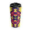Travel Mug — Bright Geometric Kaleidoscope Stainless Steel Tumbler