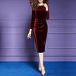 Velvet Married Daughter Wedding Dinner Evening Gown Female Hi Mother-in-law  Mother Dress