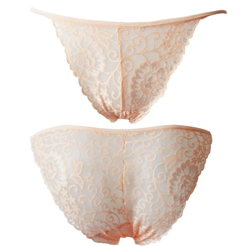Women's Lace Jacquard Low-Waist Briefs Traceless Hip-Lifting Hollow Floral