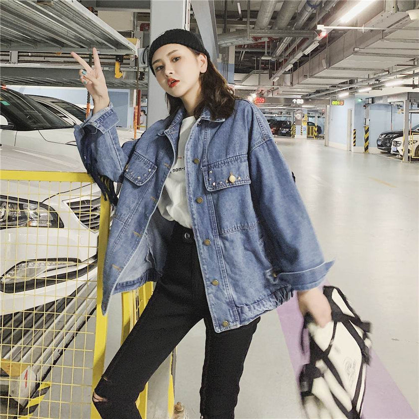 Elegant women Oversized Embroidered Tassel Fringe Denim Jacket