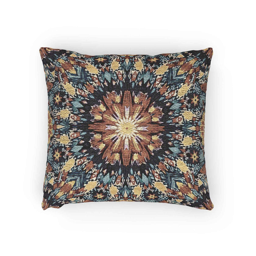Geometric Mandala Woven Pillow | Boho Mosaic Throw Pillow