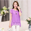 New Spring Summer Women Chiffon Loose Blouse  top O-Neck Short sleeve Plus size