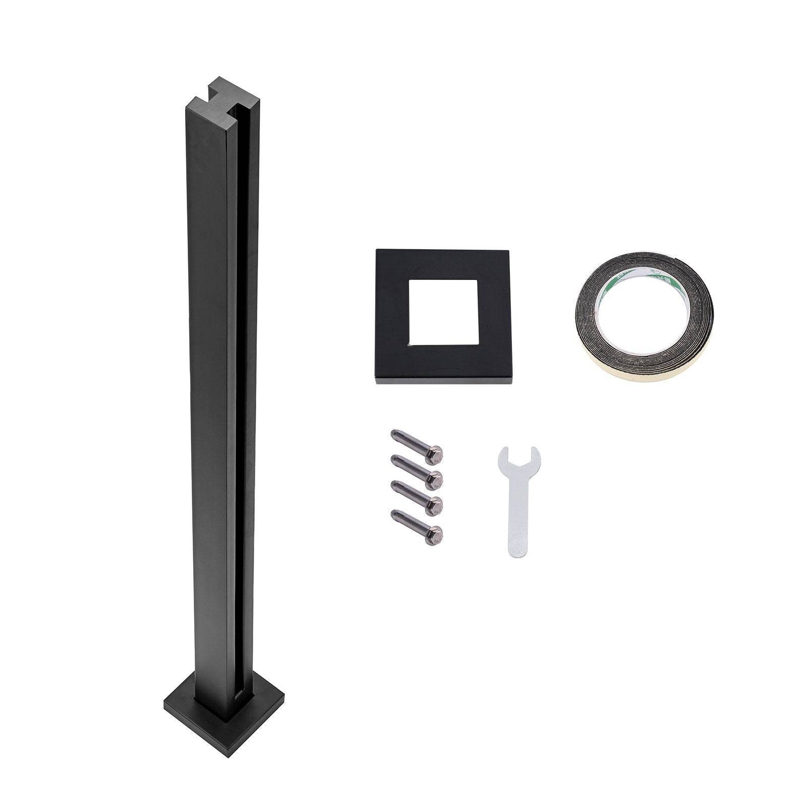 Thickness Tempered Glass, 304 Stainless Steel Glass Mounting Clamp, Glass Shelf Bracket For Balcony, Garden, Deck, Stair, Black