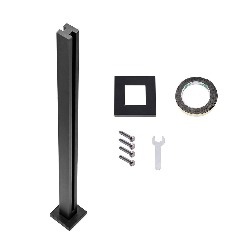 Thickness Tempered Glass, 304 Stainless Steel Glass Mounting Clamp, Glass Shelf Bracket For Balcony, Garden, Deck, Stair, Black
