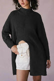 Stylish Cashmere Pullover Front Split Winter Tunic tops for Women
