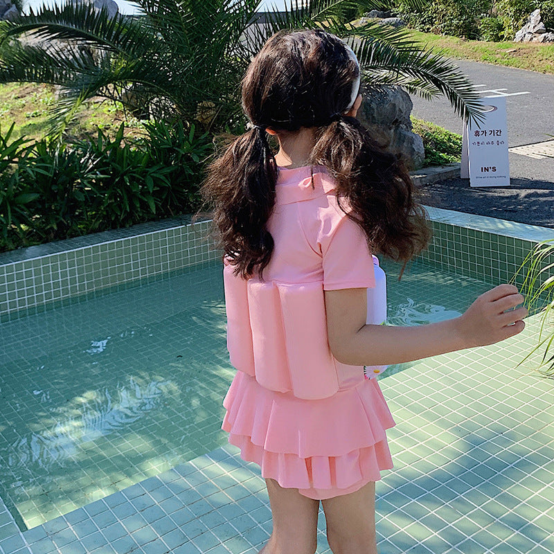 Children's Buoyant Floating Swimsuit | Short Sleeve One-Piece Swim Dress Canada