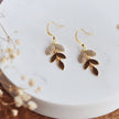 BIANCA Pretty Dangle Leaf Earrings with cubic zirconias