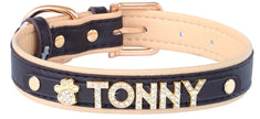 Ivory Noir Crown Name Dog Collar | Customized Dog Collar