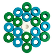 32 Green and Light Blue Carrom / Pichenotte / Croquignole Rings - (Green / Light Blue / Natural / Black / White) - Anneaux De Pichenottes - Game Accessories / Accessoires De Jeu