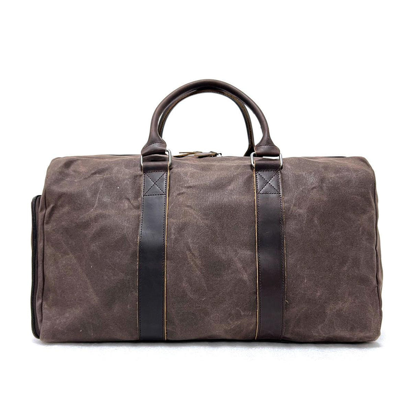 Vintage Canvas Travel Duffel Bag Weekender with Leather Handles Carry On