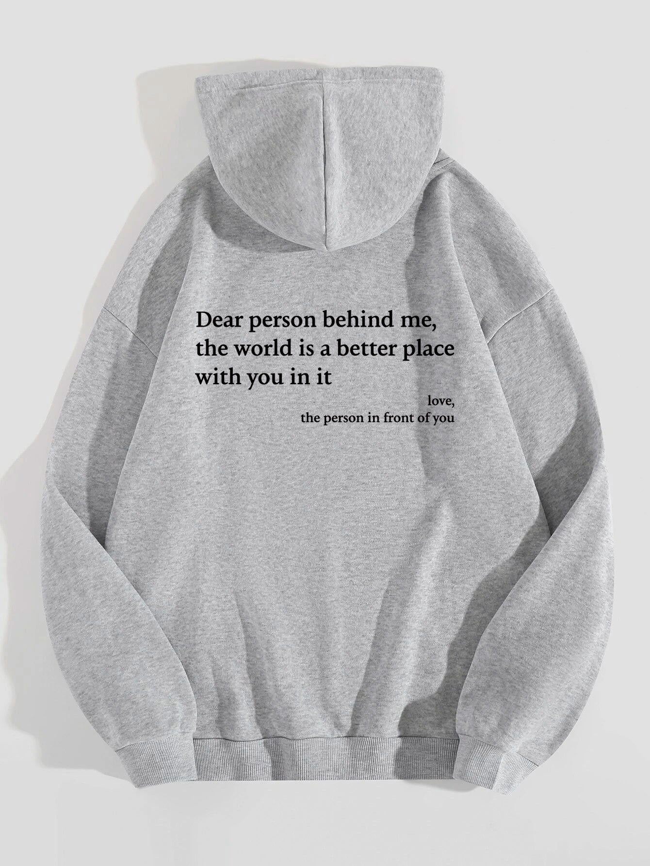 Women's Plush Letter Printed Kangaroo Pocket Hoodie | Cozy Pullover