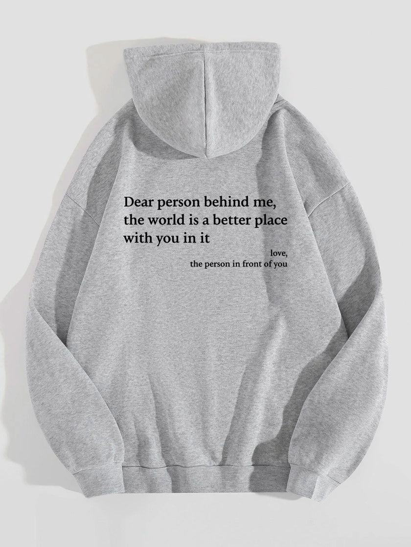 Women's Plush Letter Printed Kangaroo Pocket Hoodie | Cozy Pullover