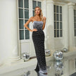 Fashion Bead Tube Top Bandage One-piece Dress Elegant Graceful Dinner Party