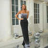 Fashion Bead Tube Top Bandage One-piece Dress Elegant Graceful Dinner Party