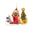Christmas Family Puppies Decorate Trees With Lights