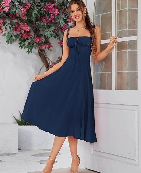 Spring Summer Sleeveless Floral Bohemian Corset flow Slit Midi  Dress