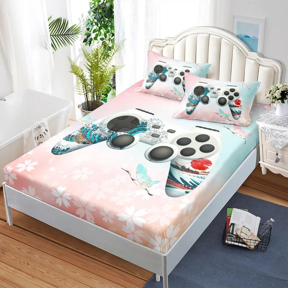 Fitted Sheet Duvet Cover Three-piece Gamepad Cool Mattress Cover