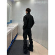 Large Pocket Pleated Black Y2K Cargo Pants Men