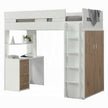 Lilo Twin Bunk/Loft Bed W/Workstation & Wardrobe - White/Oak