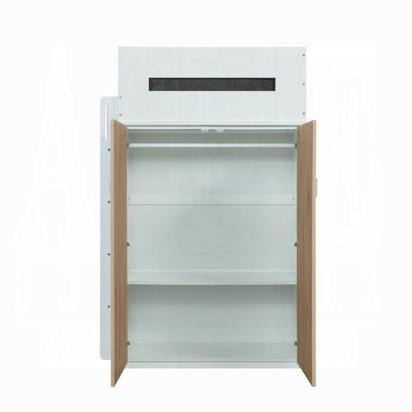 Lilo Twin Bunk/Loft Bed W/Workstation & Wardrobe - White/Oak