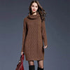 New Autumn Winter Solid Knitted Oversized Mini Turtleneck Sweater Dress